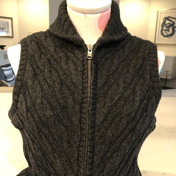 Eddie Bauer Seattle Full Zip Cable Knit Wool Blend Insulated Vest Charcoal Sz M - Picture 3 of 12
